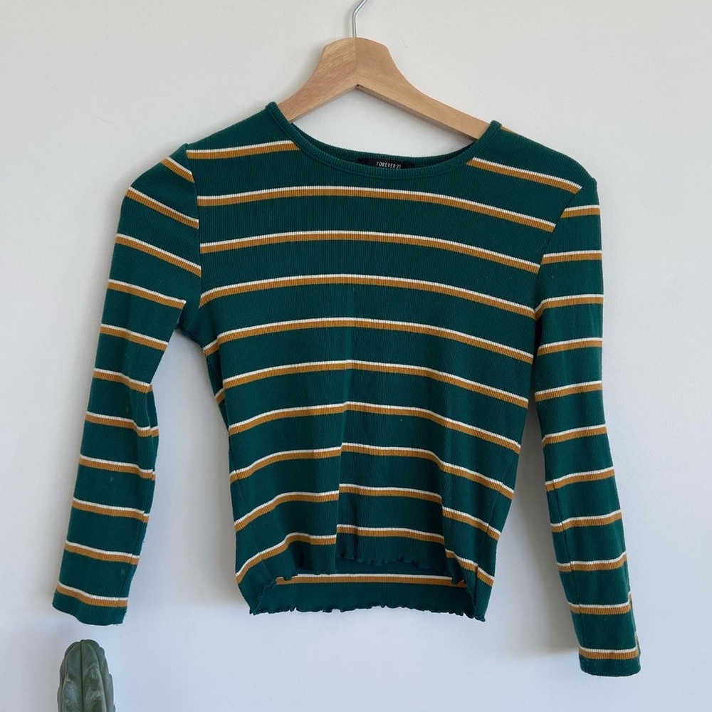 Striped mid sleeve top